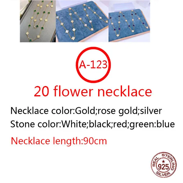 

A123 S925 20 flower sterling silver necklace fashion style four-leaf clover middle diamond high-end shape new jewelry gift