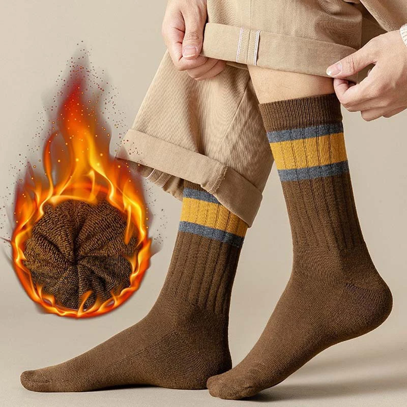 

Men Warm Winter Autumn Striped Socks Cotton Tube Socks Thicken Thermal Socks Terry Warm Mid-calf Soft Sleep Socks For Men