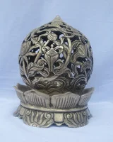 

Metal Crafts Antique Antiques Old Handwork Tibet Silver Carved Lotus Big Incense Burner/Statue Free shipping