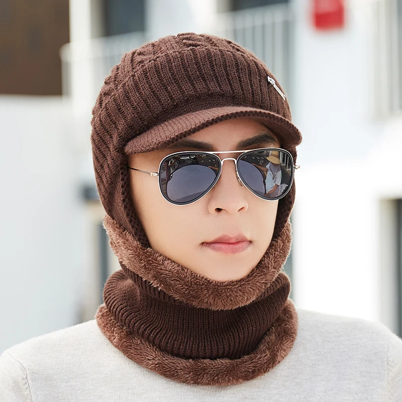 Зимняя шапка, шарф, Skullies Beanies для мужчин, вязаная шапка, женская маска, толстая Балаклава, ушанка, шерстяной берет, мужская шапка, шапка