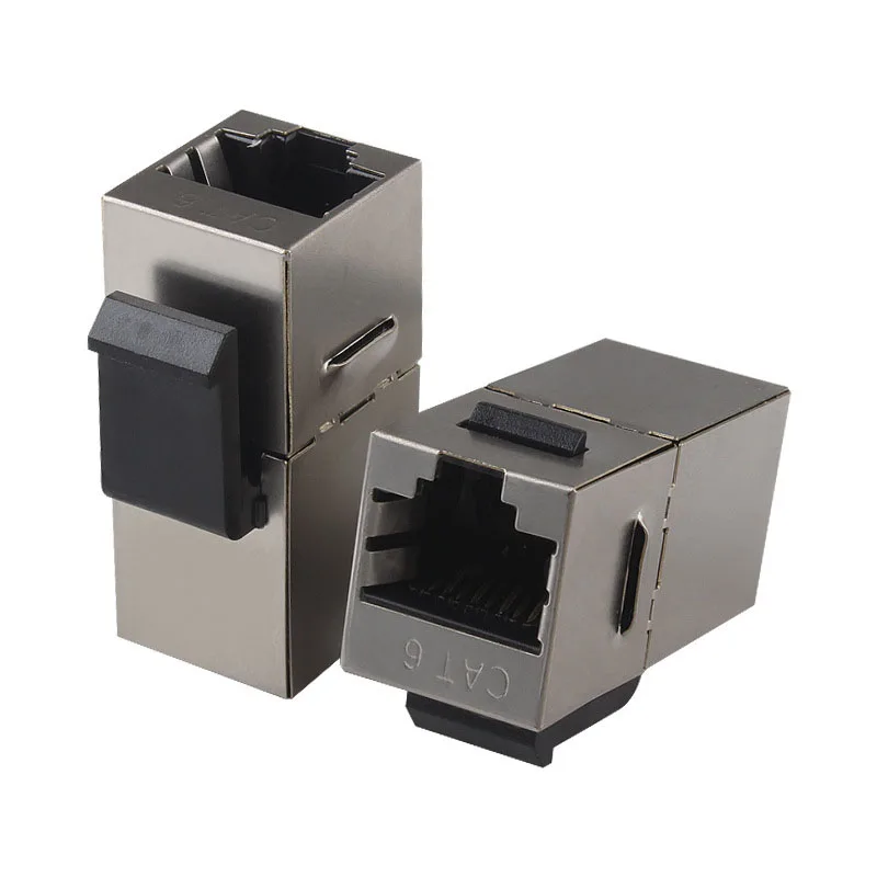 

2PCS RJ45 Keystone Jack Cat6 Pass-through Shielding Module Couple With Latch 8P8C Connectors Ethernet LAN Extender Adapter