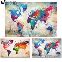 world map diamond painting color graffiti 5d diy wall art cross stitch embroidery inlaid room decoration gift