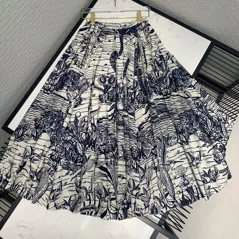 AELESEEN Vintage Office Ladies Sets 2020 Early Spring Designer Blazers Top+Midi Skirt Flower Print 2 Pieces Suits Elegant | Женская