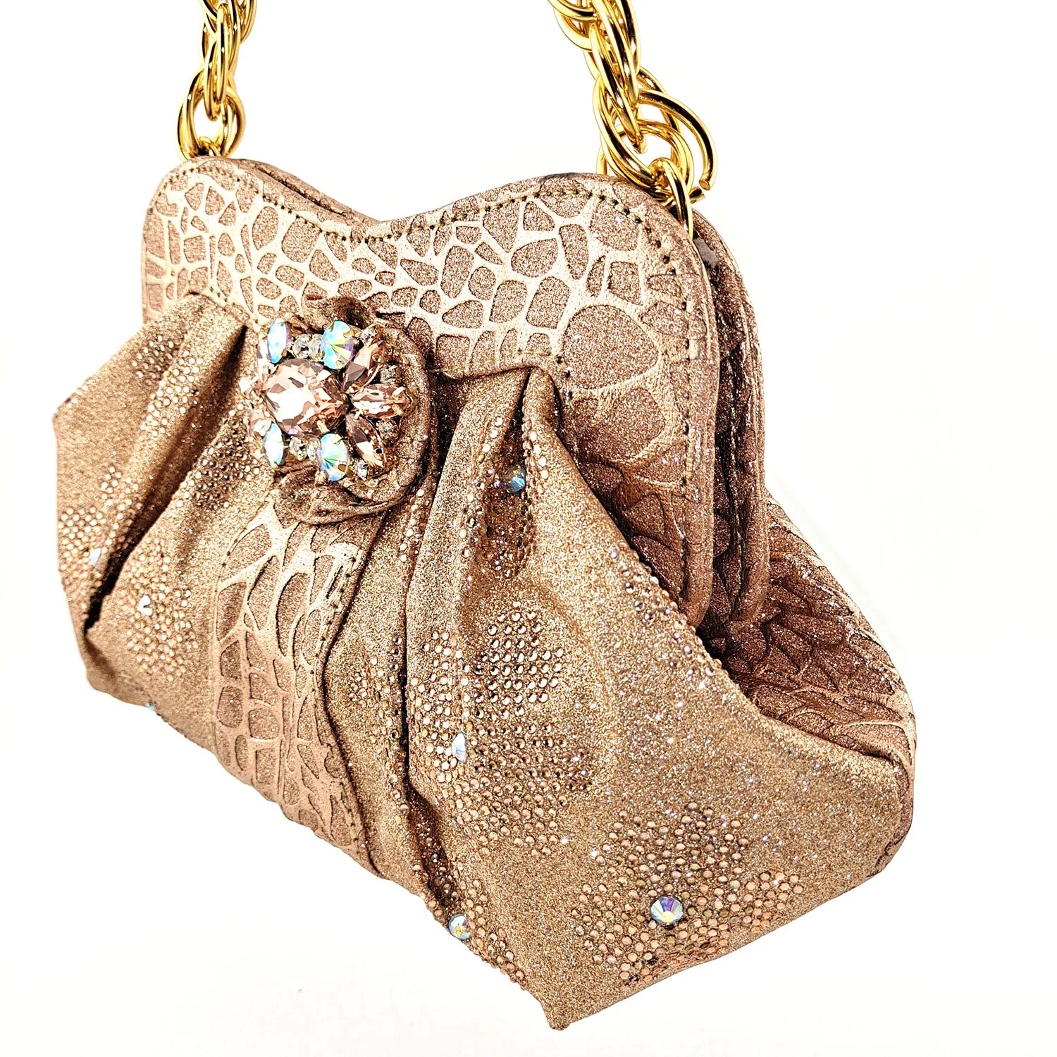 

2021 Lastest Special Many shapes Colorful Crystal Decoration Itlaian Design Women Shoes and Bag Set in Peach Color for Party