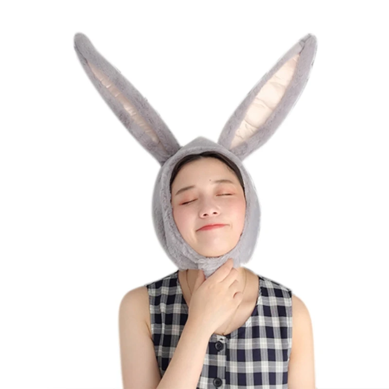 

Cute Plush Rabbit Hat Long Bunny Ears Hood Earflap Headgear Cosplay Photo Props XX9D