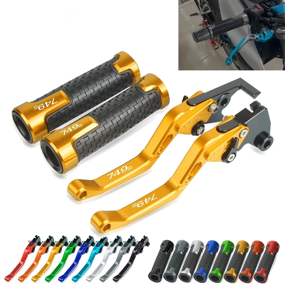 

Brake Handle Clutch Levers Motorcycle With Handle Grips Bar Tubes Set Thruster Grip For Ducati 749S 2003 2004 2005 2006 749s