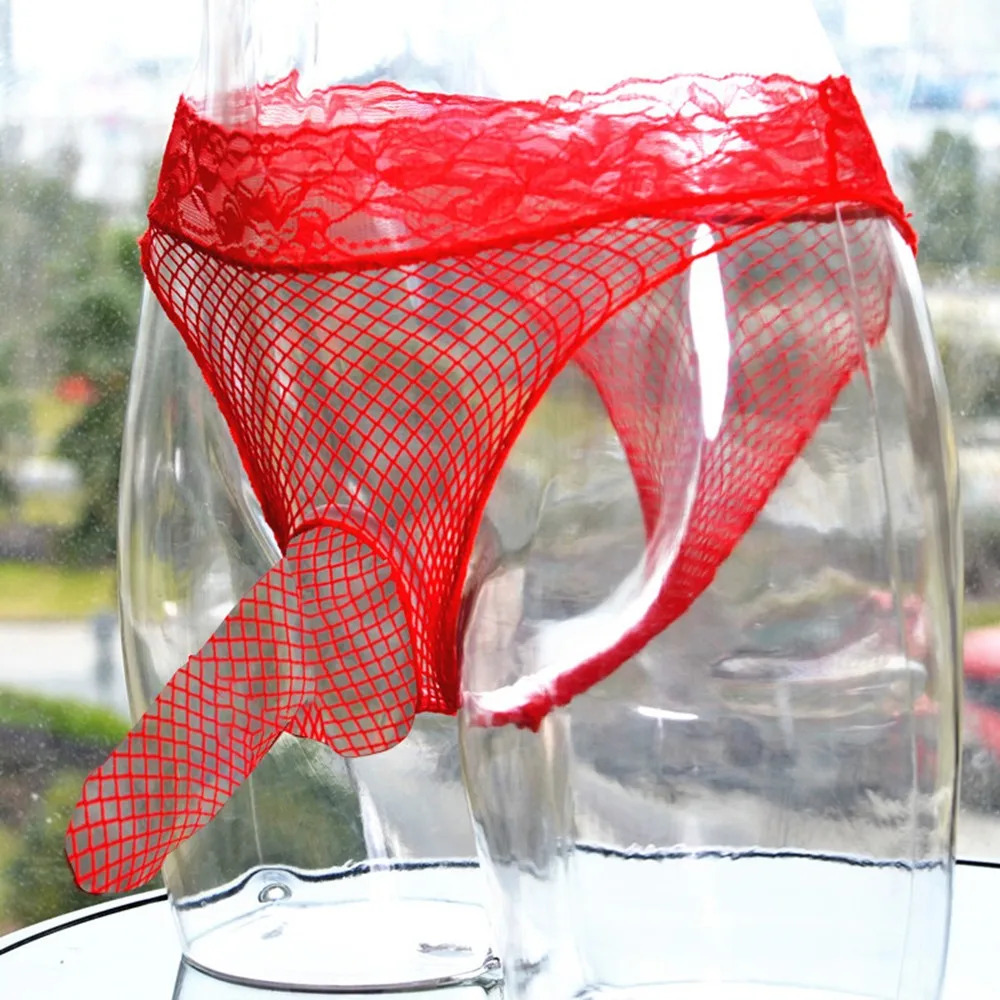 Мужские привлекательные ледяные треугольные сетчатые брюки шелковые кружевные