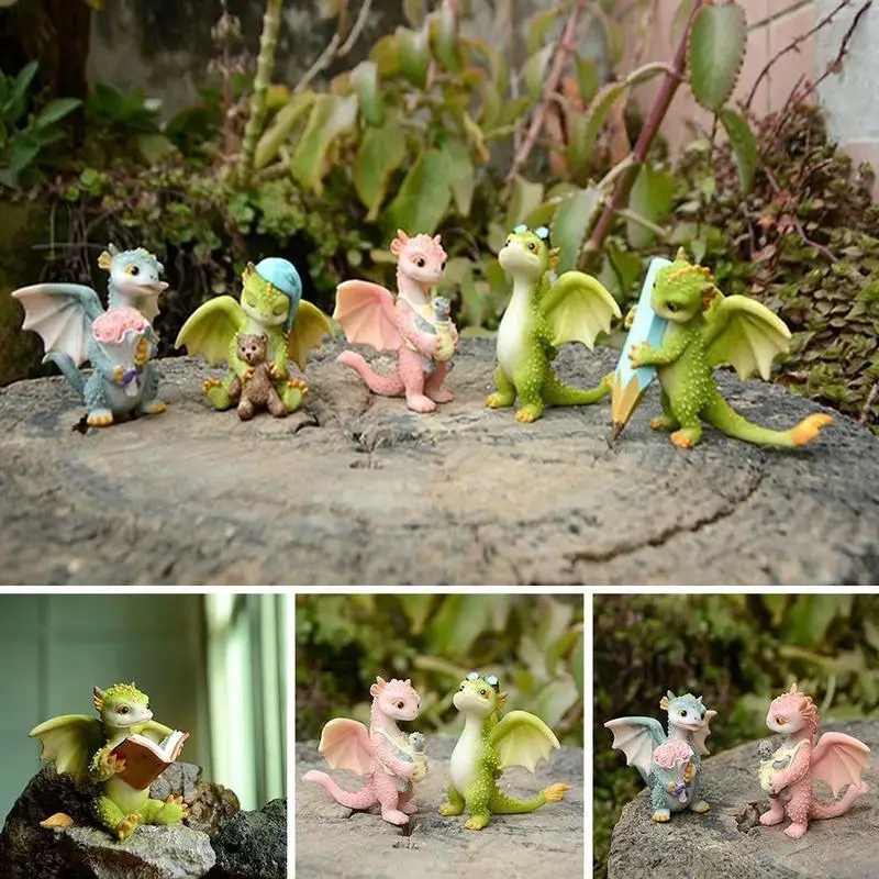 

Cute Dragon Statue Animal Sculpture Resin Doll Desktop Gift Collection Gift P9B3