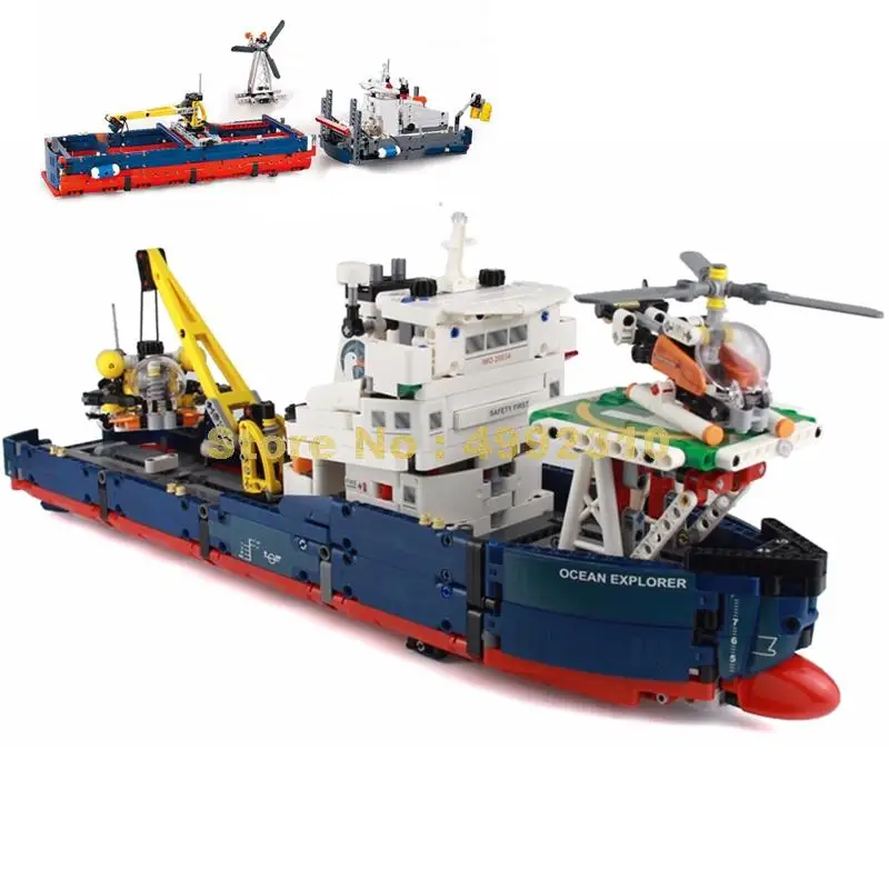 1342 шт. 2 в 1 технология Ocean Explorer корабль лодка строительный блок игрушка|Блочные