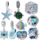 100% 925 серебро ocean новый шарм морская черепаха подвеской в виде морской звезды Русалка бусины, подходят к оригиналу Pandora, для плетения браслетов