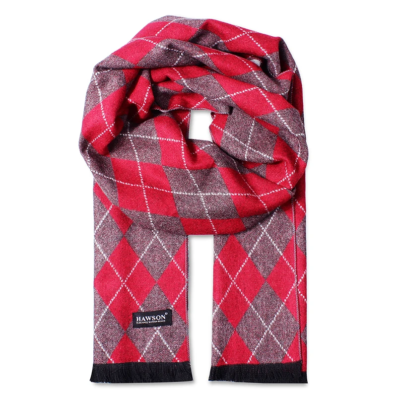 Red and Brown HAWSON Модные Роскошные зимние шарфы для мужчин шеи теплые путешествия головы обертывания - Цвет: Red and Brown