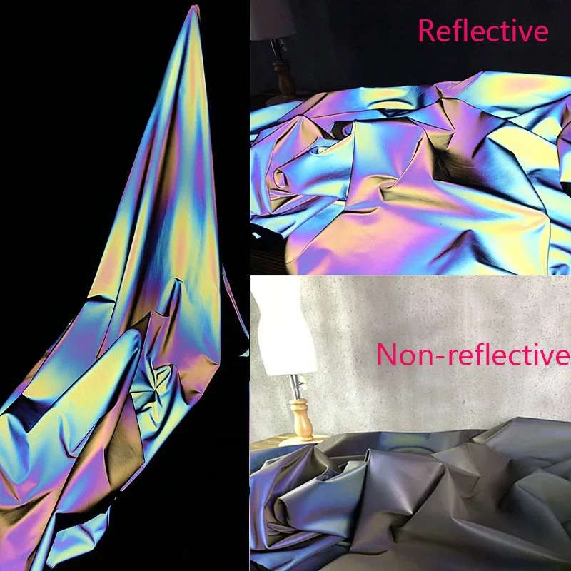 

0.5m*1.5mSu Fuer four-sided elastic colorful reflective fabric laser illusion thickening warning designer creative fabric 42-5