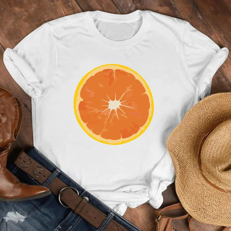 Женская забавная Пляжная футболка 90s с рисунком лимона и апельсина Милая
