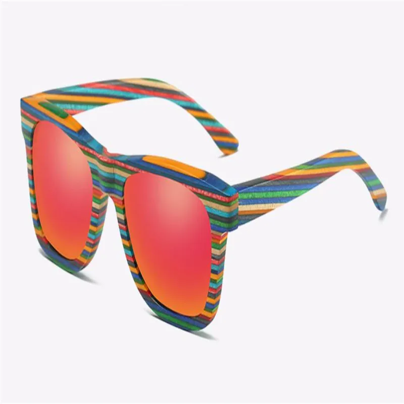 

MONGOTEN Handmade Wooden Polarized Sunglasses Eyewear Unisex Retro Full Rim Strip UV400 Protection Goggle for Driving Sunglasses