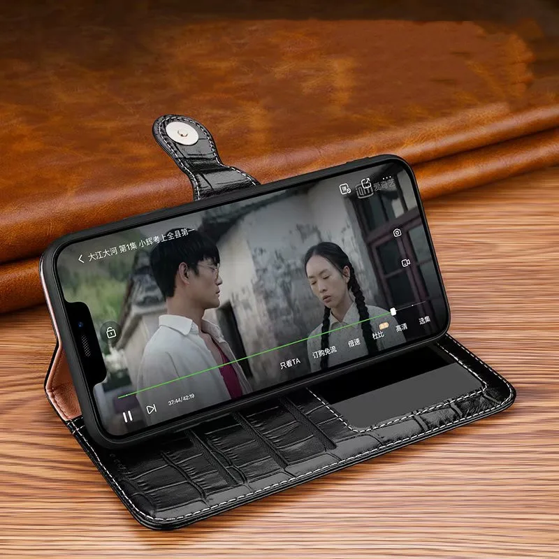 2022.Genuine Leather Crocodile Phone Case For Samsung Galaxy Note 10 10 Plus Cover Luxury Flip Wallet Stand Etui Card Holder