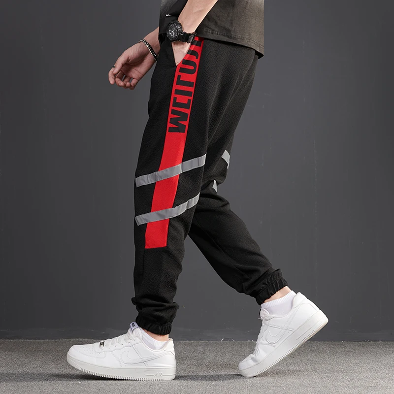 Мужские штаны для бега WWKK с боковыми полосками модель 2020 года светоотражающие