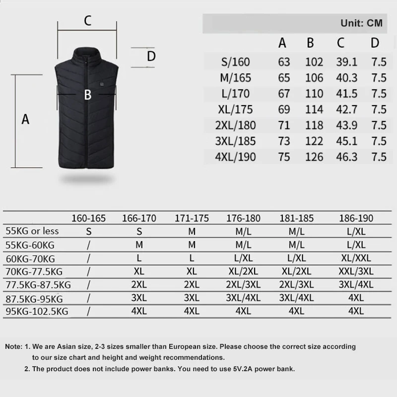 

New 4 Zone Double Key Men's Heating Jacket Sleeveless Winter Hunting Unisex Men USB Rechargeable Electric Thermal Jacket