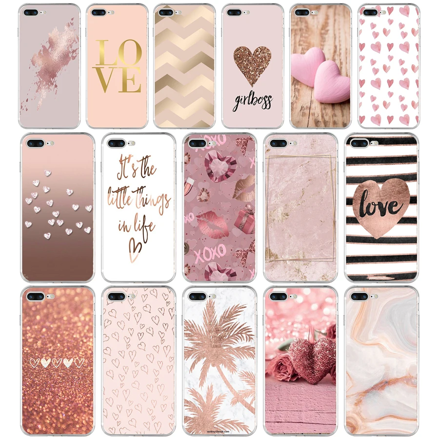 365fg gold rose love heart soft tpu silicone cover case for apple iphone5 5s se 6 6s 7 8 plus x xr xs max free global shipping