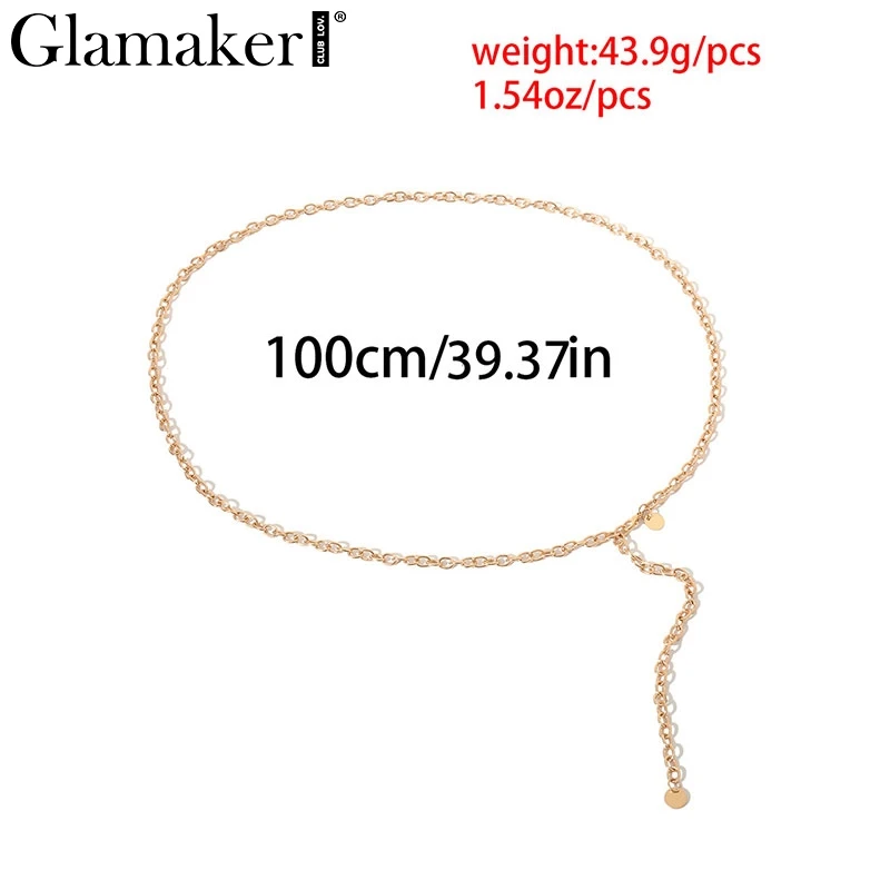 Glamaker золотая цепочка женский широкий пояс для женщин куртка пояс Женские аксессуары cummerbund Блестящий Пояс для платья корейская мода
