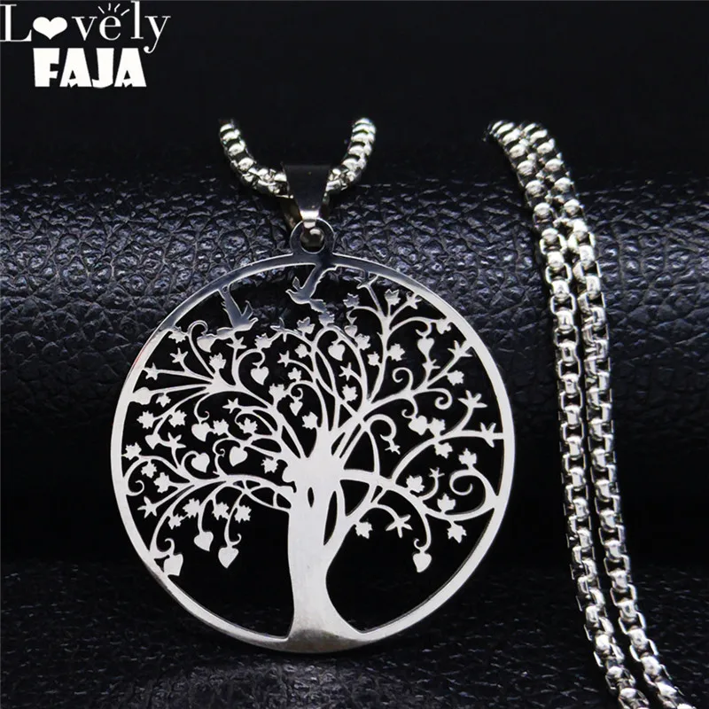 

Tree of Life Stainless Steel Necklaces Pendants Silver Color Necklaces Pendants Women Mothers Day Gift Jewelry Ketting N3098