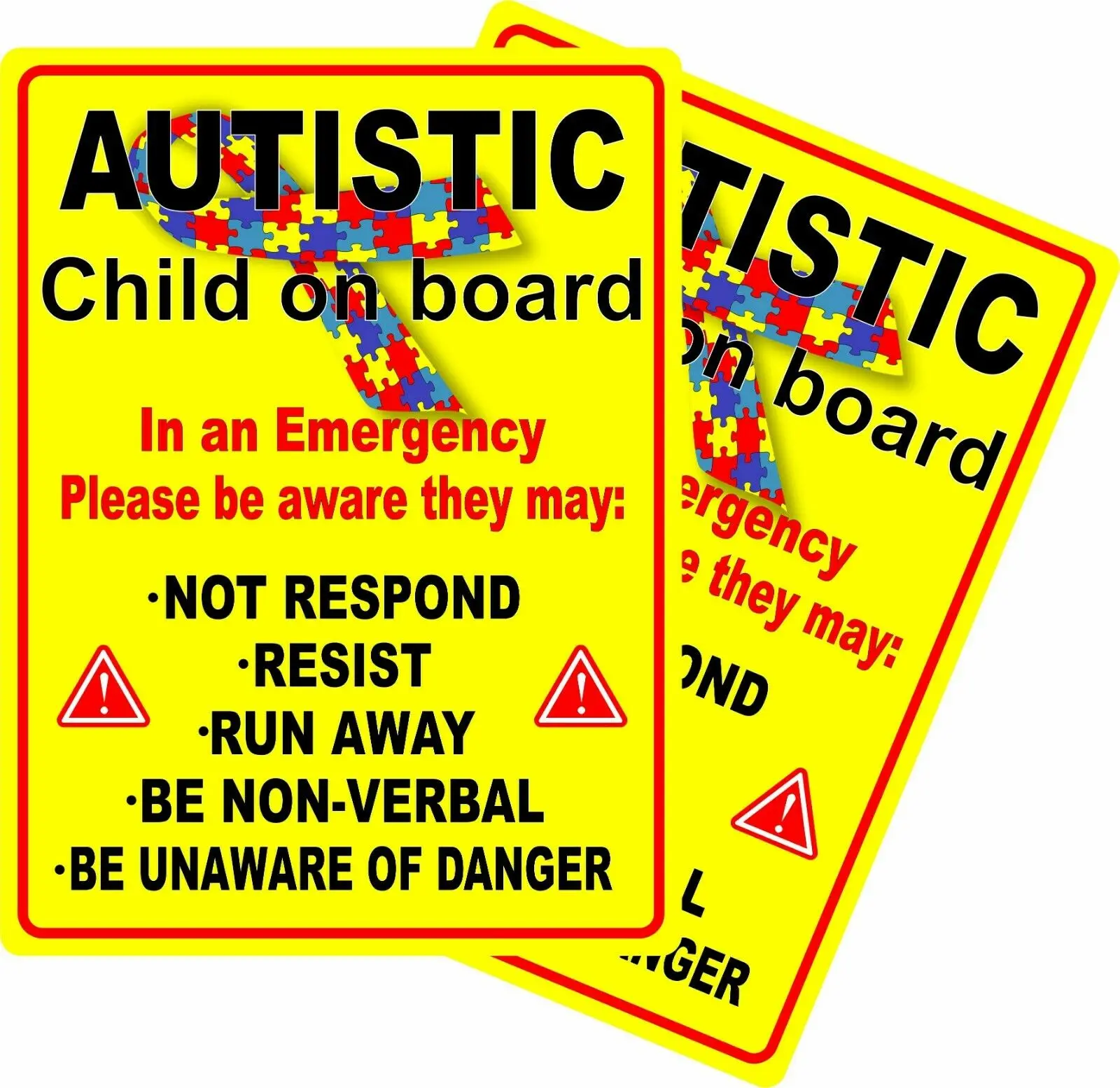 

2x Autistic Occupant In Vehicle Autism Awareness Car Bumper Sticker Tuning Laptop Trunk Vinyl Decal Scratches Waterproof PVC