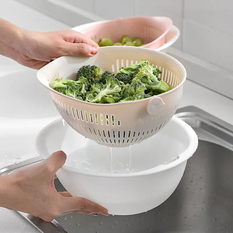Корзина для мытья риса с двойным сливом дуршлаг миска кухни фильтр лапши овощей