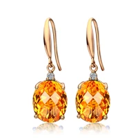 rose gold color oval shape section yellow citrines crystal drop earrings temperament jewelry