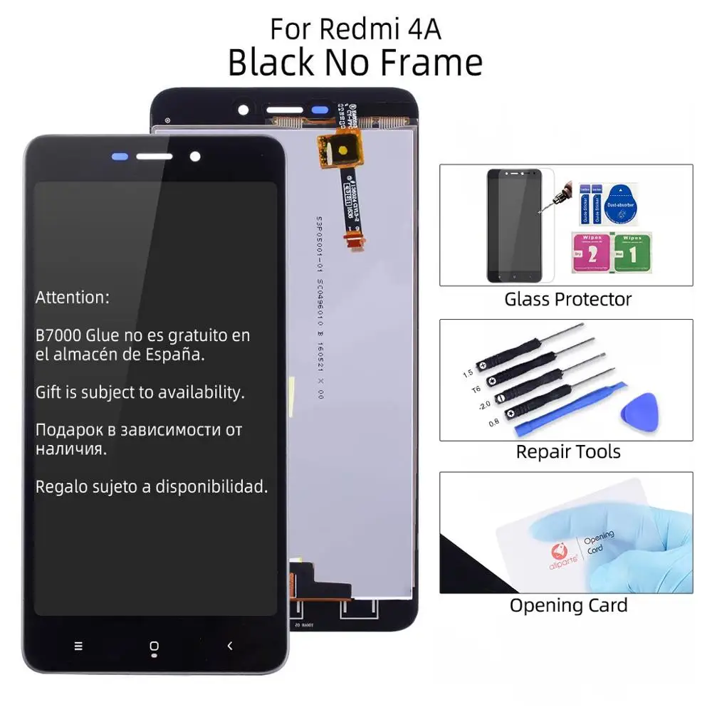 No Frame Black Дисплей для Xiaomi Redmi 4a LCD в сборе с тачскрином на рамке 5.0'' черный белый золото - Цвет: No Frame Black