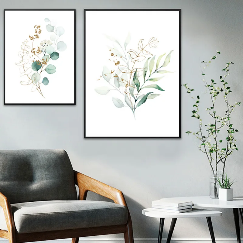 Нордическое зеленое растение листья постер пальмовый лист кактус Холст Картина