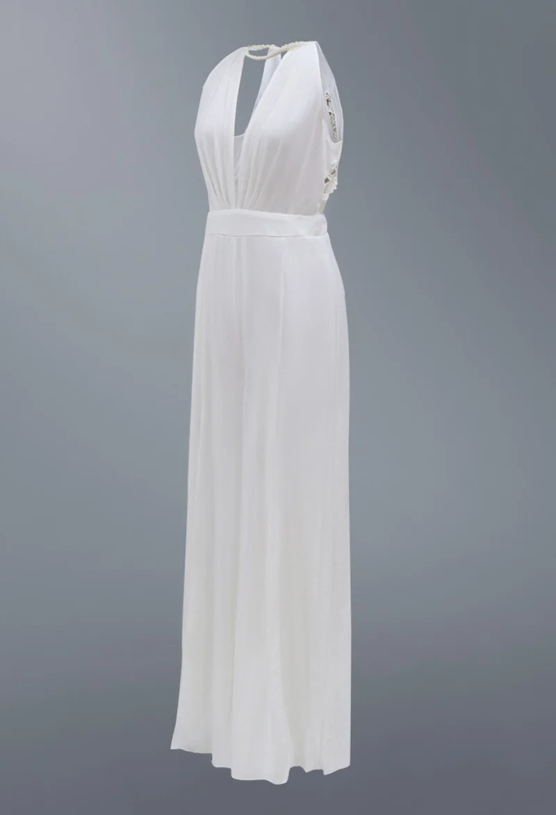 Элегантное Белое простое сексуальное платье с глубоким v образным вырезом