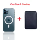 Магнитный чехол для IPhone 12 Pro Max Mini, кожаный кошелек, сумка для карт, магнитный поглощающий Прозрачный чехол для телефона, прозрачный чехол 2 в 1