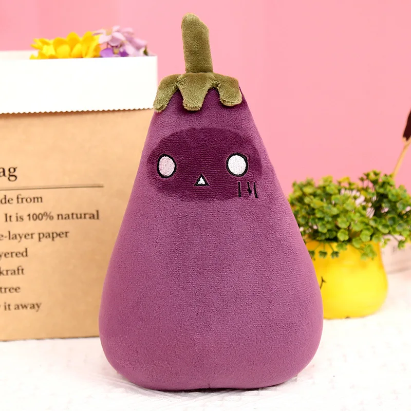 

2021 New Stuffed Doll Plush Purple Eggplant Simulation Vegetable Fun Decor Pillow Different Expressions Eggplant Plush Toy Funny