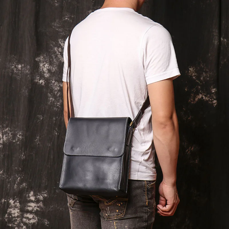 AETOO New men's casual shoulder bag Crazy horse leather messenger bag leather handmade bag simple ipad bag