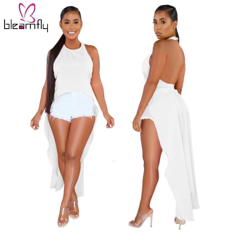 2019 Новое Женское необычное шифоновое платье без рукавов с открытой спиной