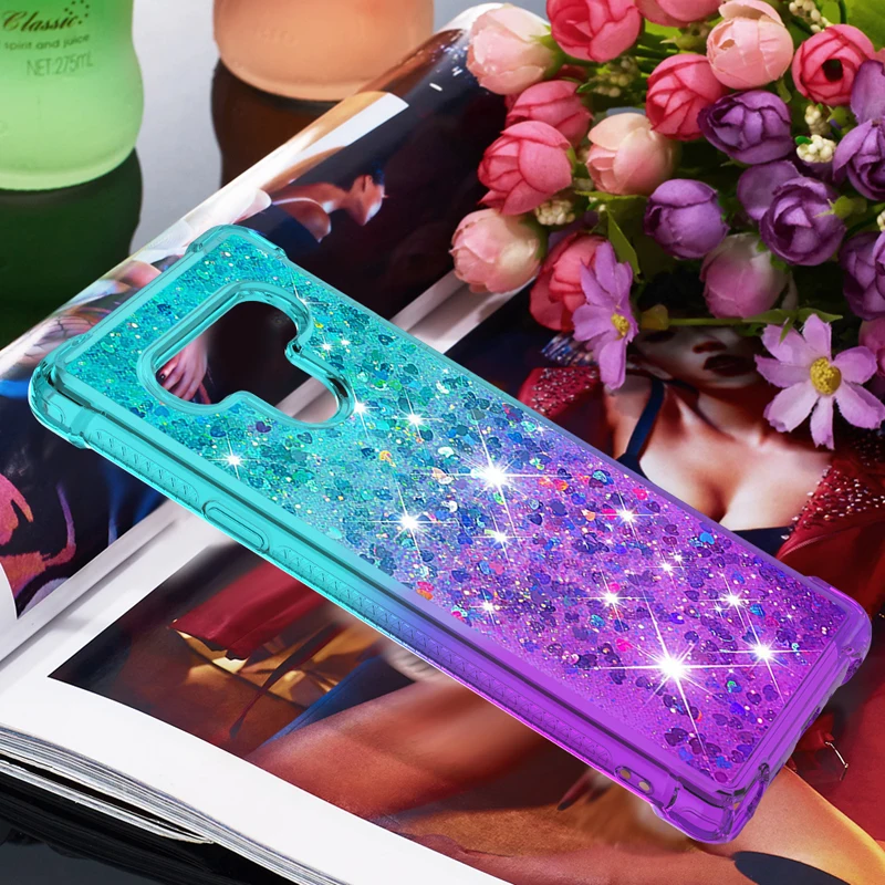 

Gradient Shockproof Glitter Quicksand Phone Case Soft Silicone Cover Shell Funda Air Cushion for LG Aristo 5 K31 K51 Stylo 6