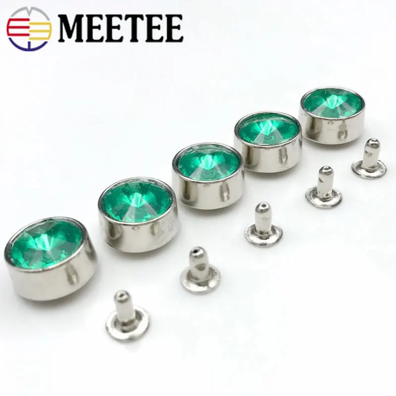 

Meetee 20/50sets 12mm Diamond Studs Buckles Round Rhinestone Rivet Clasp DIY Bags Shoes Clothes Decor Leather Craft Accessories
