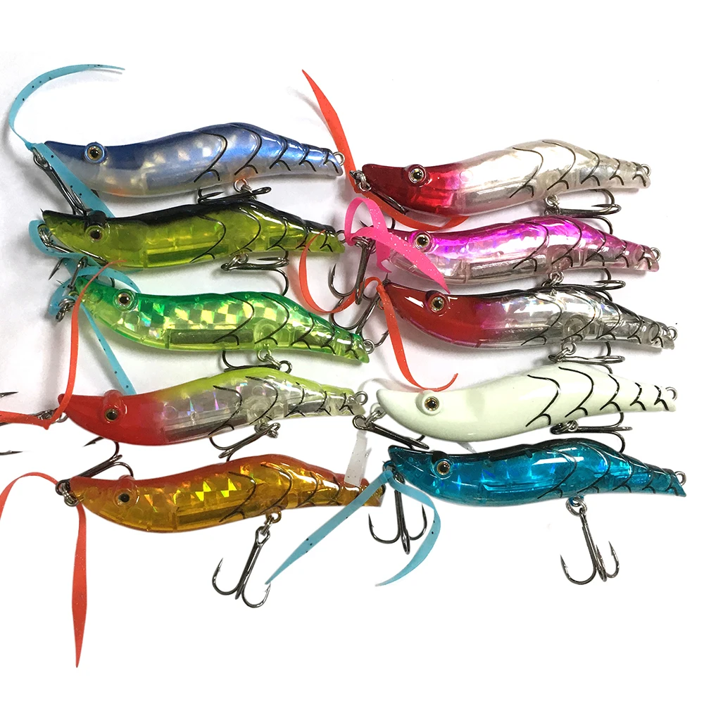 

Lots of 10pcs 15g 8cm Shrimp Vibration Sinking Hard Fishing Lures w/ PVC Box