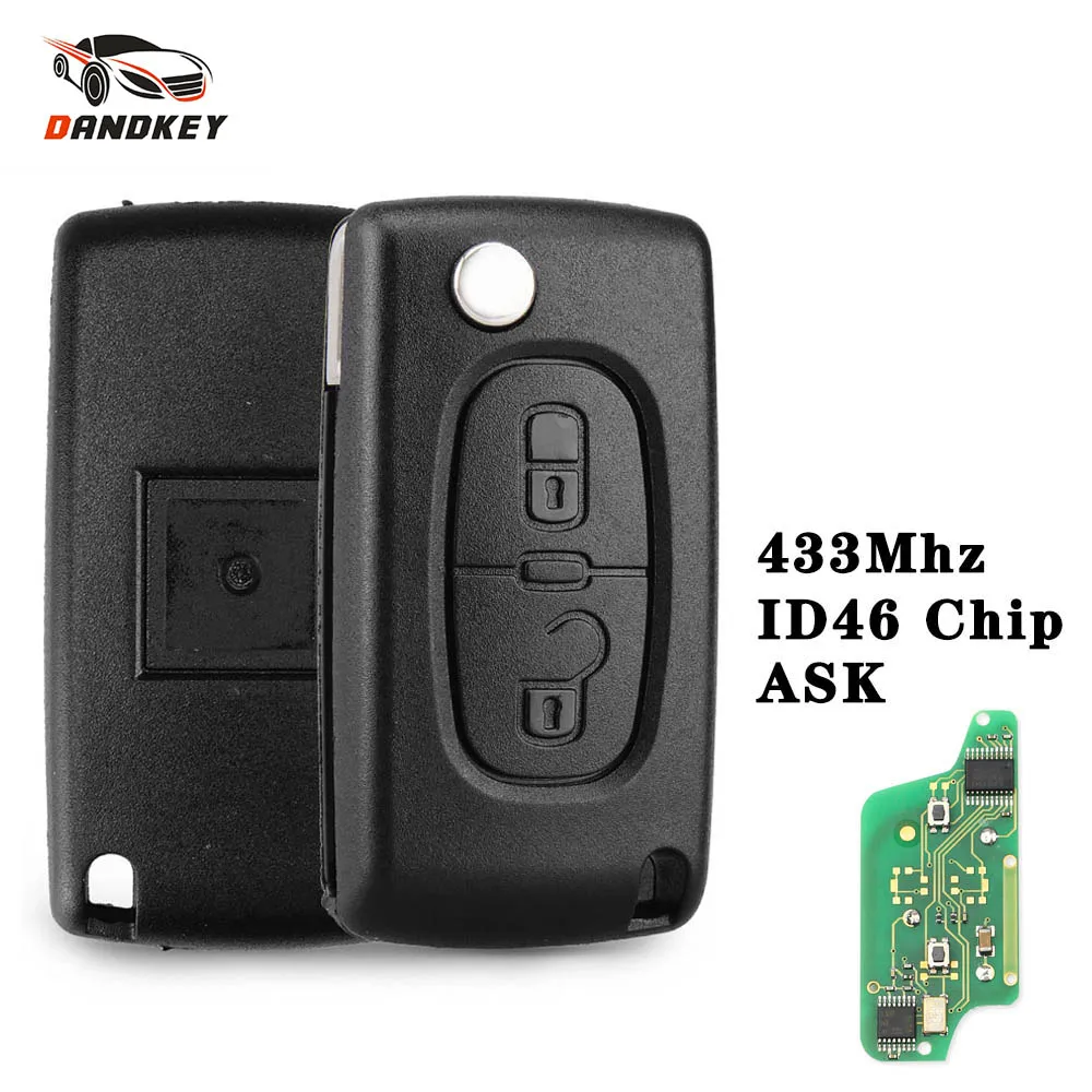 

Dandkey 2 Button VA2 Car Key For Citroen C2 C3 C4 PICASSO Remote Alarm Flip Auto Key Fob 433MHz ID46 PCF7961 Chip ASK Ce0536