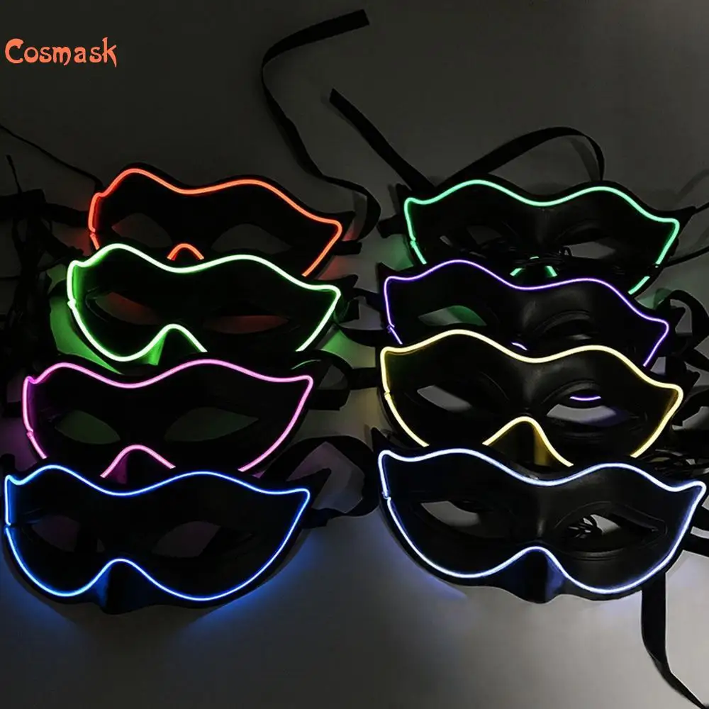 Cosmask Хэллоуин El светящаяся маска маски ПВХ неоновые мигающий светодиодный