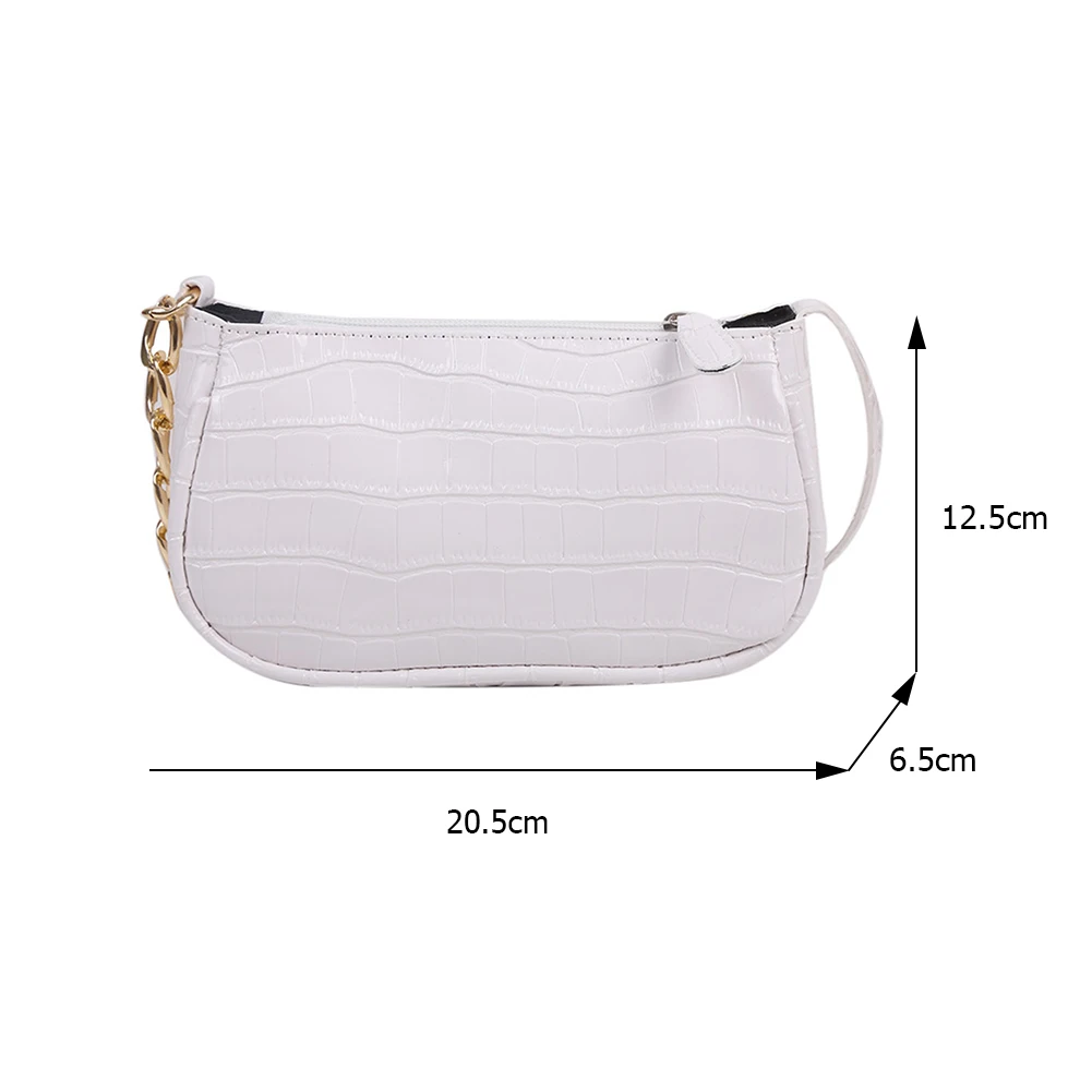 

Fashion Women Alligator Pattern Pure Color Chain PU Leather Shoulder Underarm Bag Casual Ladies Small Handbag Purse