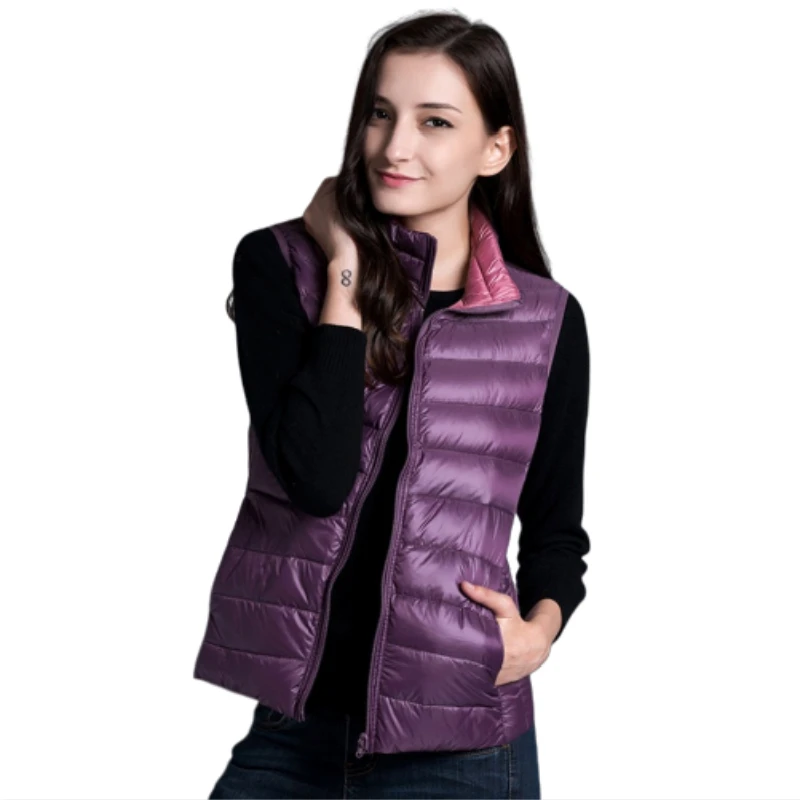 Женские осенние зимние теплые жилеты ультра светильник пуховый жилет