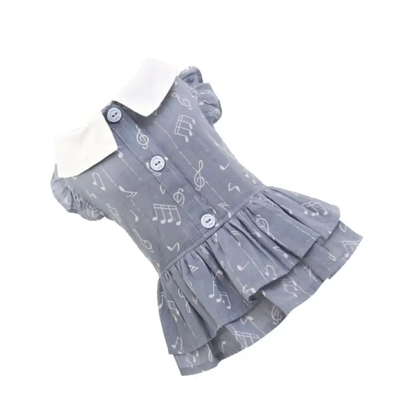 Юбка с короткими рукавами и рисунком нот для домашних животных весенне-летнее