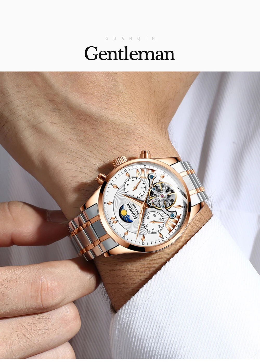 GUANQIN автоматические/механические/роскошные часы золотые reloj hombre мужские часы мужские/мужские часы Топ бренд класса люкс tourbillon