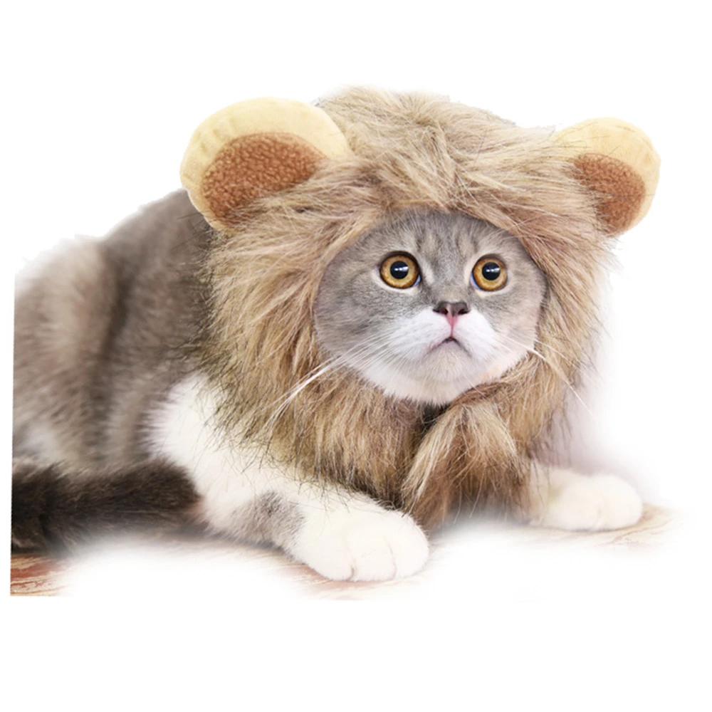 Костюм Кошки для домашних животных забавная шапка Львенок милый Лев грива парик