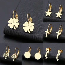 DOTIFI For Women earring lucky clover, classic cross, geometric figure welded stainless steel gold and silver color earrings