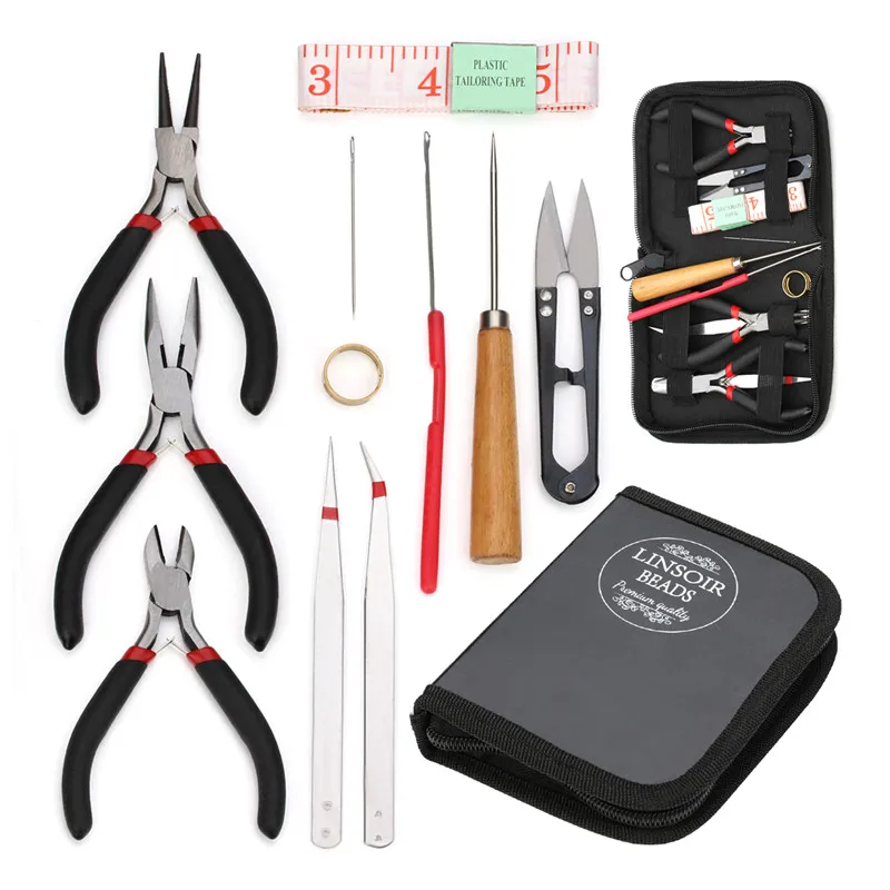 

12pcs/set Jewelry Tools Jewelry Making Set Flat Nose Pliers Beading Needles Kit Fit DIY Jewelry Making Tools & Equipment