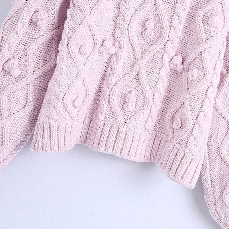 

Artsnie Winter Ball Shape Turtleneck Sweater Women Long Sleeve Argyle Vintage Pull Femme Streetwear Casual Pink Knitted Sweaters