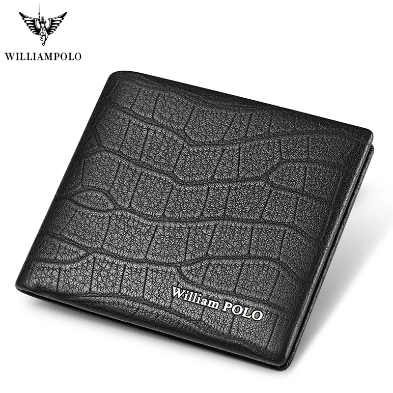 

Роскошный брендовый мужской кошелек WILLIAMPOLO, короткий бумажник из натуральной крокодиловой кожи двойного сложения, модная дизайнерская вол...