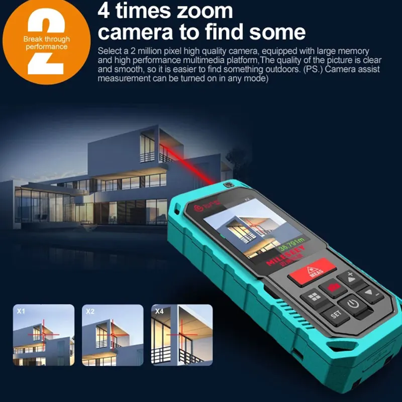 Цифровой лазерный дальномер Mileseey 100 м 4 кратный зум Bluetooth|laser rangefinder|laser distance meterdistance