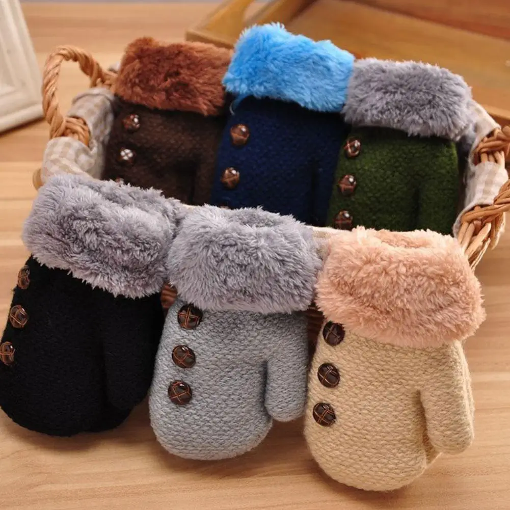 Детские перчатки зимние шерстяные детские перчатки вязаные детские перчатки теплые перчатки с веревкой для детей 1-3 лет Детские перчатки